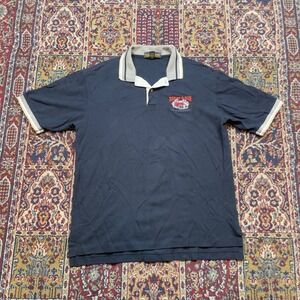 VTG 90s Cross Creek Black Striped Polo T Shirt L Bailey & Son Racing Embroidery
